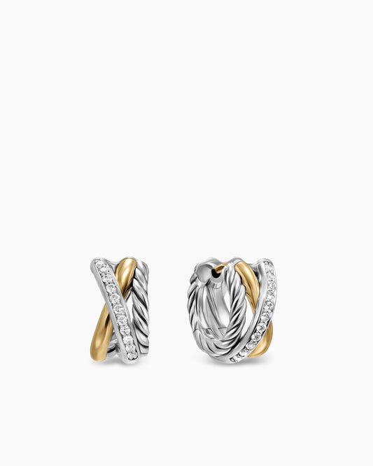 David Yurman Crossover Three Row Huggie Hoop Earrings David Yurman Women’s