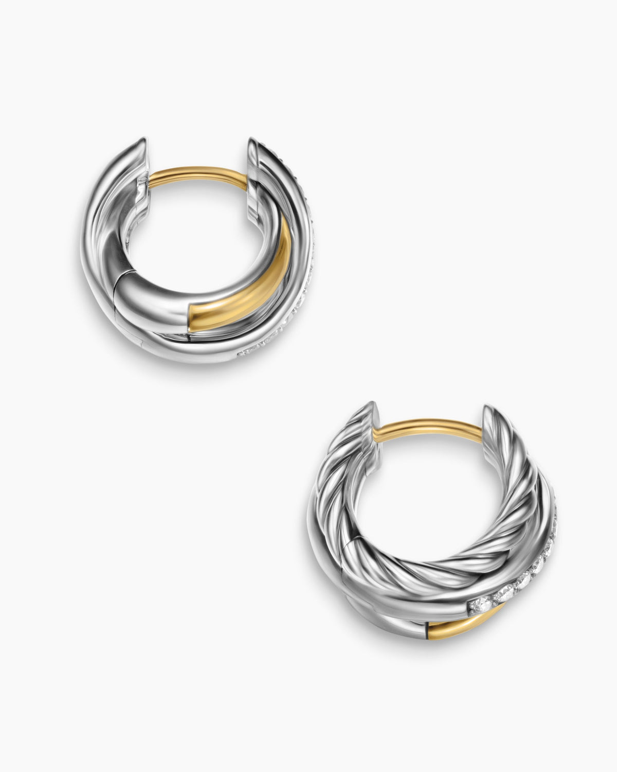 David Yurman Crossover Three Row Huggie Hoop Earrings David Yurman Women’s