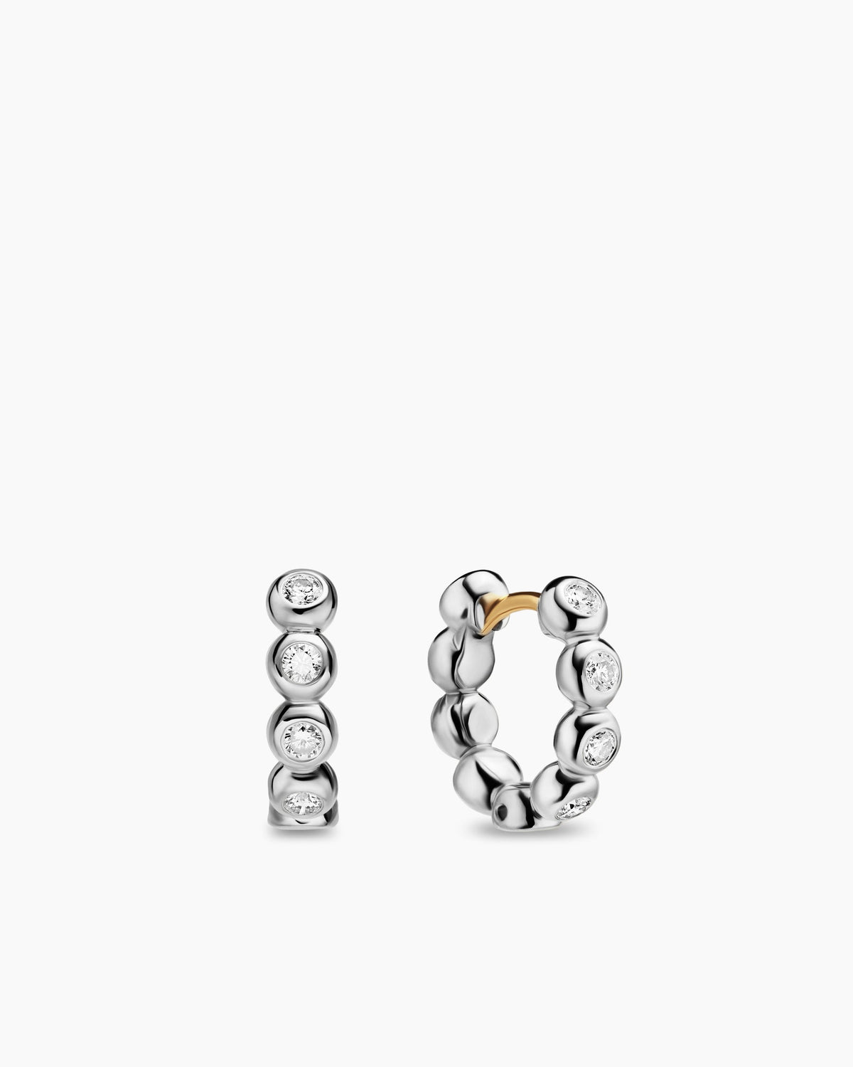 David Yurman Bezel Set Hoop Earrings in Sterling Silver with Diamonds, 13.4mm David Yurman Women’s