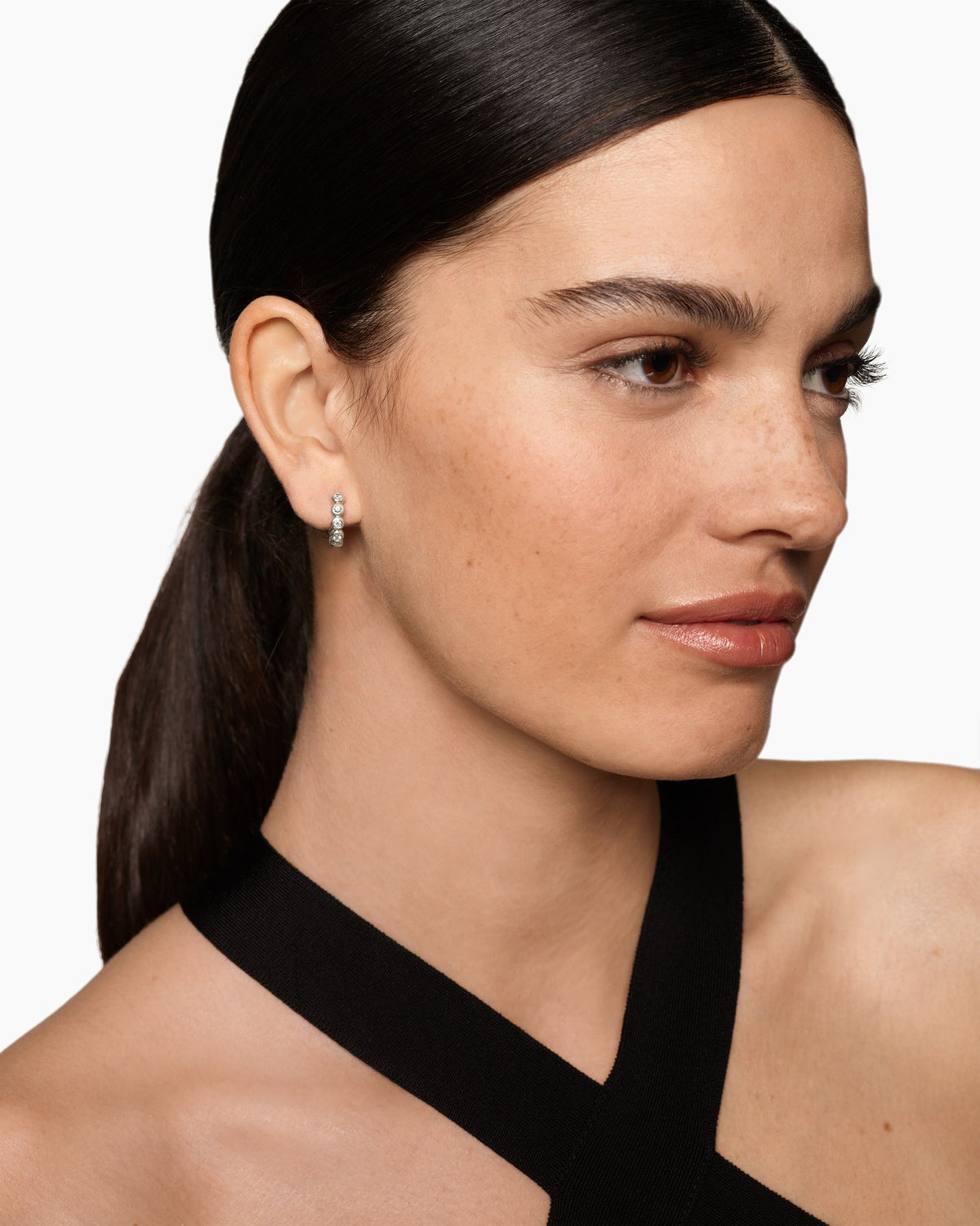 David Yurman Bezel Set Hoop Earrings in Sterling Silver with Diamonds, 13.4mm David Yurman Women’s