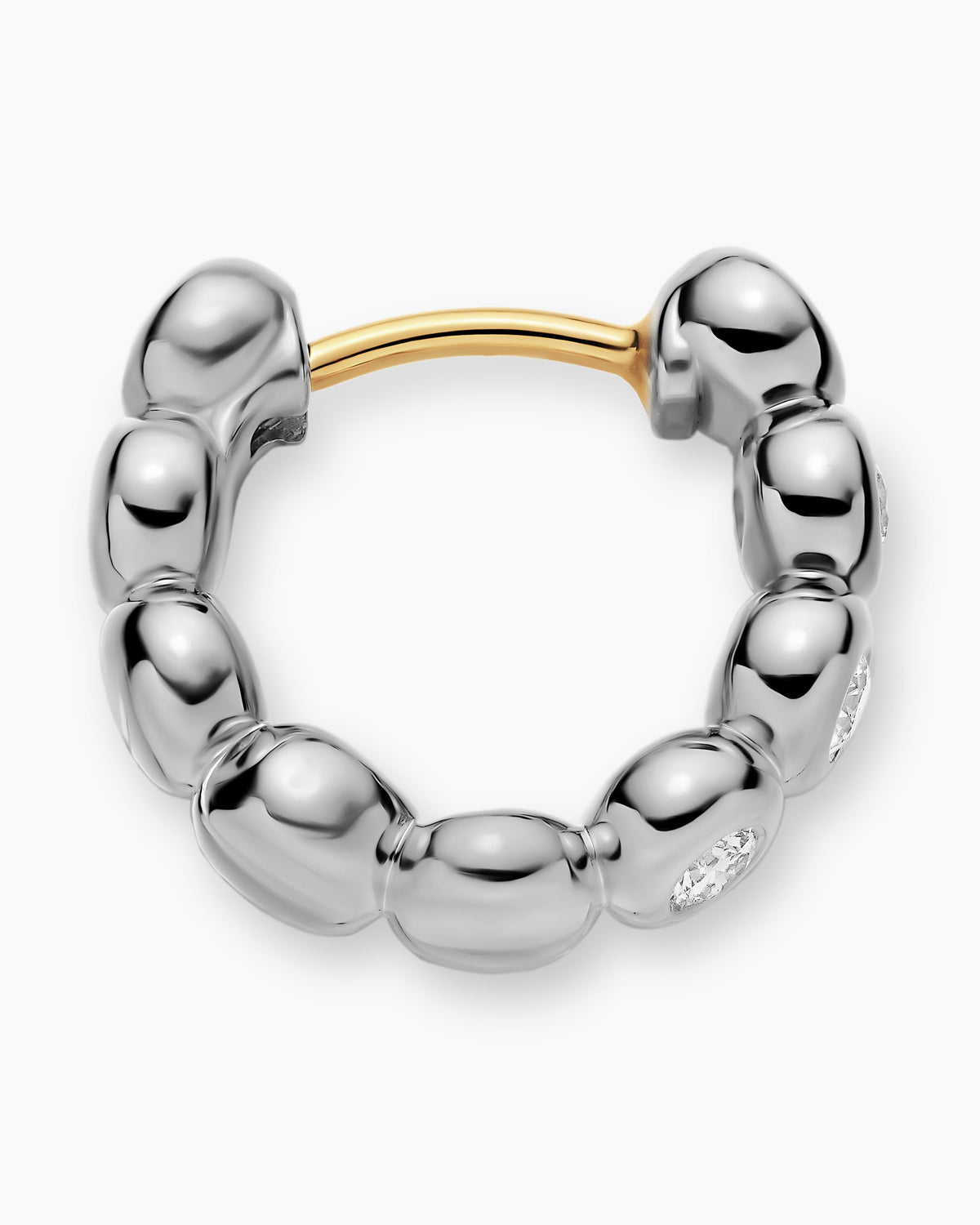 David Yurman Bezel Set Hoop Earrings in Sterling Silver with Diamonds, 13.4mm David Yurman Women’s