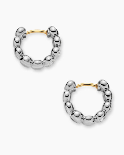 David Yurman Bezel Set Hoop Earrings in Sterling Silver with Diamonds, 13.4mm David Yurman Women’s