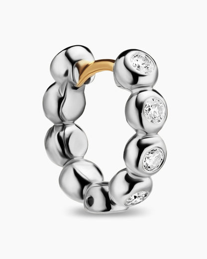 David Yurman Bezel Set Hoop Earrings in Sterling Silver with Diamonds, 13.4mm David Yurman Women’s