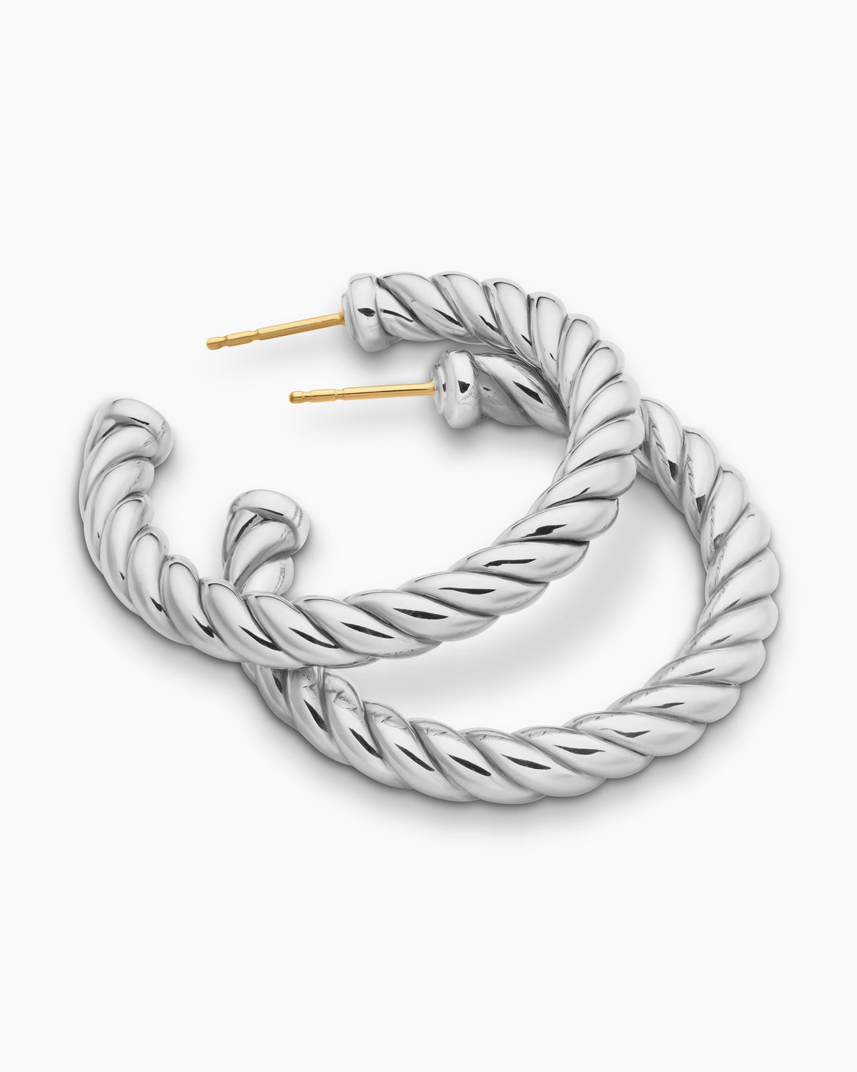 David Yurman Sculpted Cable Hoop Earrings in Sterling Silver, 40mm David Yurman Women’s