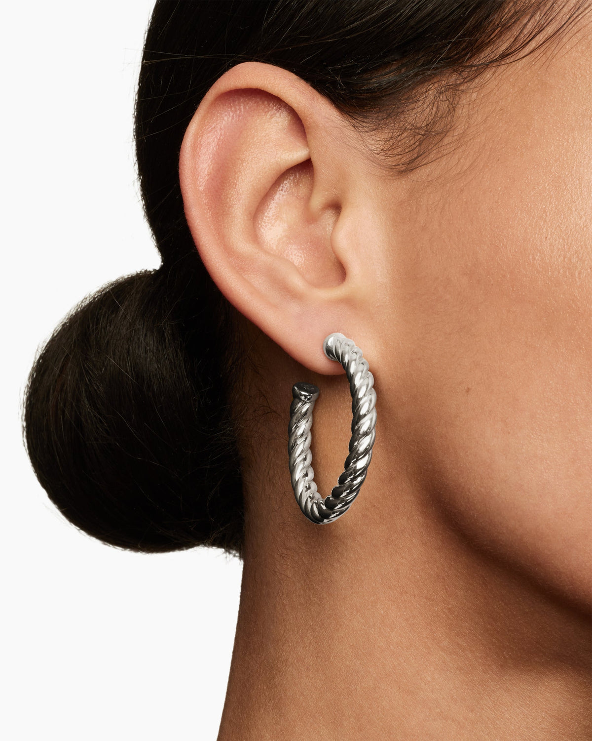 David Yurman Sculpted Cable Hoop Earrings in Sterling Silver, 40mm David Yurman Women’s