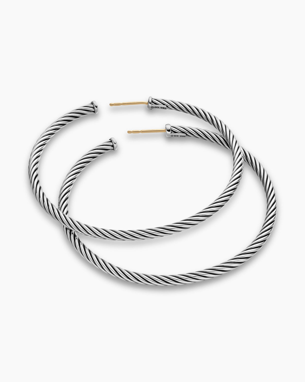 David Yurman Cable Hoop Earrings in Sterling Silver, 2in David Yurman Women’s