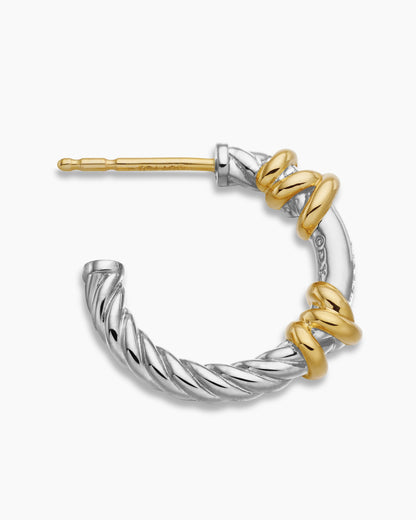 David Yurman Petite Helena Wrap Hoop Earrings in Sterling Silver with 18K Yellow Gold and Diamonds, 18mm David Yurman Women’s