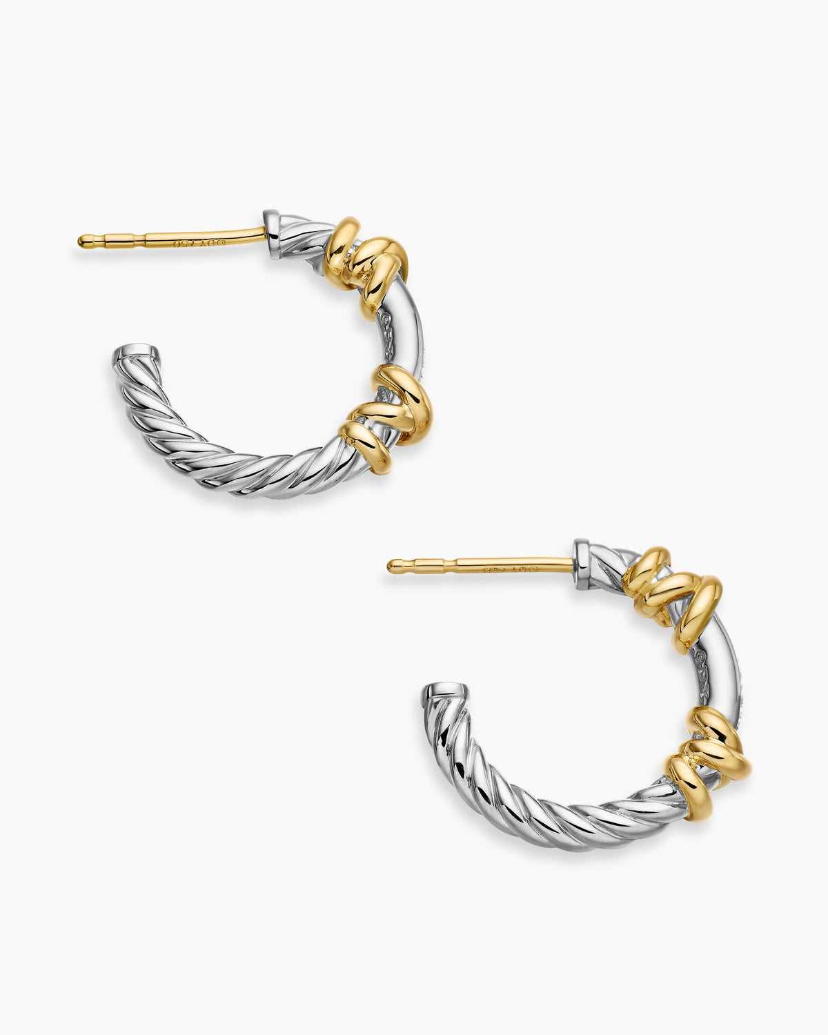 David Yurman Petite Helena Wrap Hoop Earrings in Sterling Silver with 18K Yellow Gold and Diamonds, 18mm David Yurman Women’s