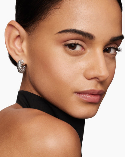 David Yurman Sculpted Cable Shrimp Earrings in Sterling Silver, 20.5mm David Yurman Women’s