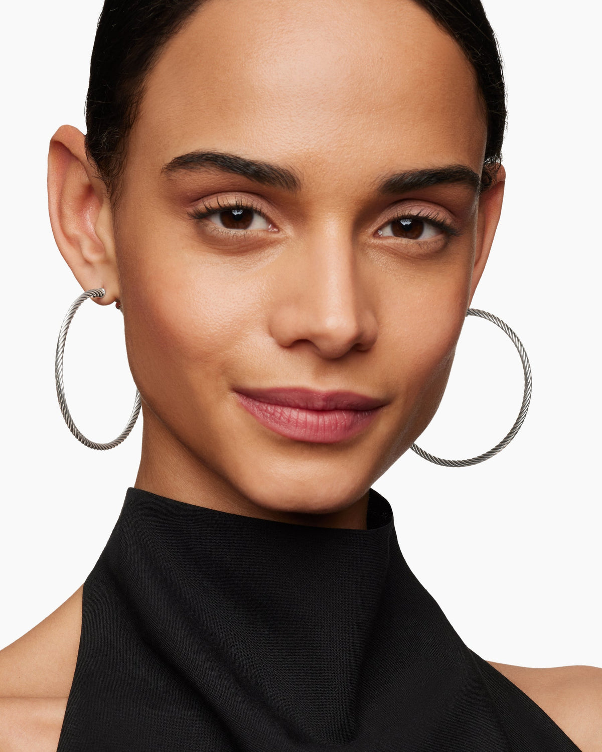 David Yurman Cable Hoop Earrings in Sterling Silver, 2.5in David Yurman Women’s