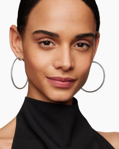 David Yurman Cable Hoop Earrings in Sterling Silver, 2.5in David Yurman Women’s