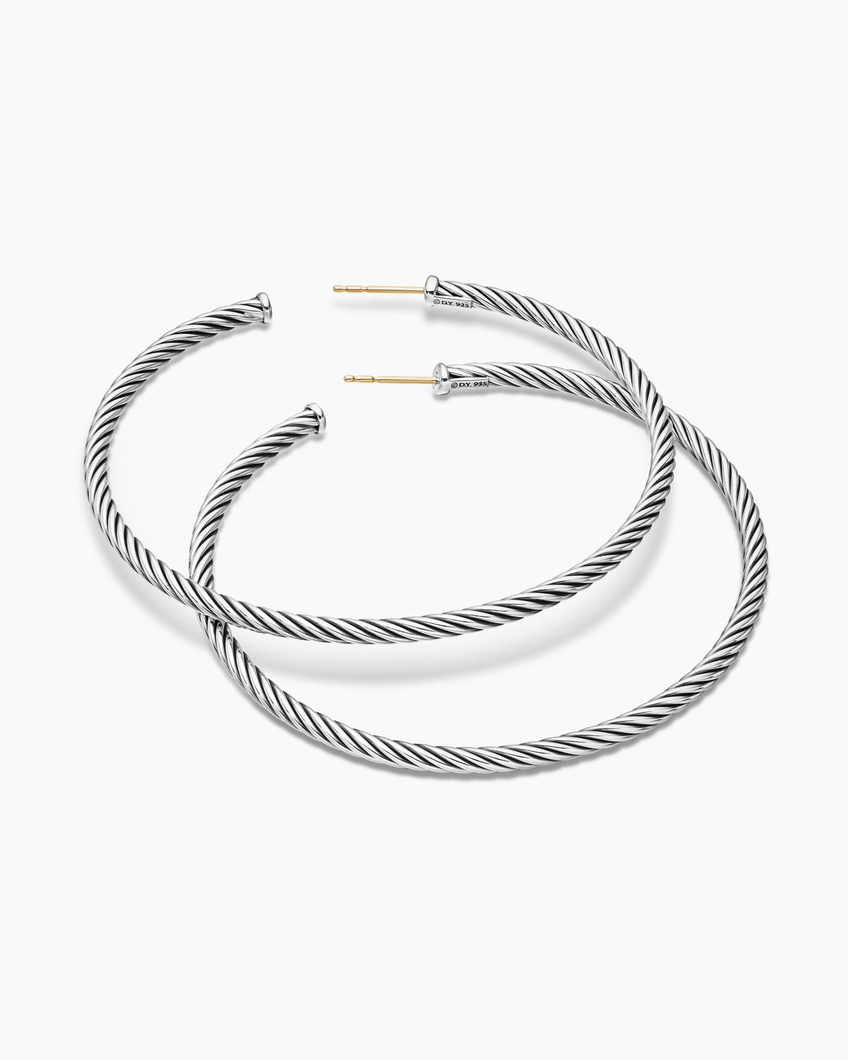 David Yurman Cable Hoop Earrings in Sterling Silver, 2.5in David Yurman Women’s