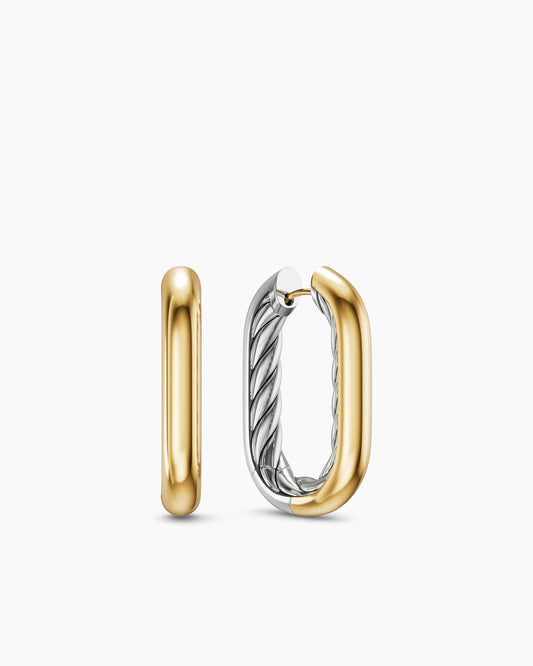 David Yurman DY Madison® Smooth Hoop Earrings in Sterling Silver with 14K Yellow Gold, 29.5mm David Yurman Women’s