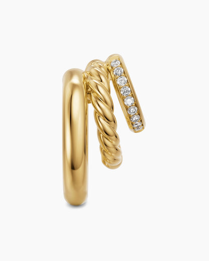 David Yurman DY Mercer® Multi Row Earrings in 18K Yellow Gold with Diamonds, 18mm David Yurman Women’s