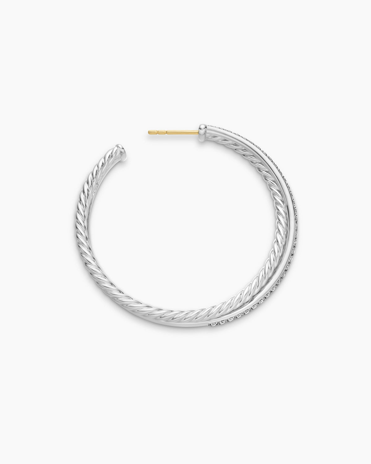 David Yurman Crossover Hoop Earrings in Sterling Silver with Diamonds, 44mm David Yurman Women’s