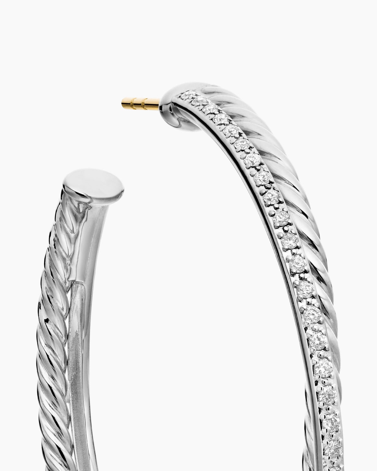 David Yurman Crossover Hoop Earrings in Sterling Silver with Diamonds, 44mm David Yurman Women’s