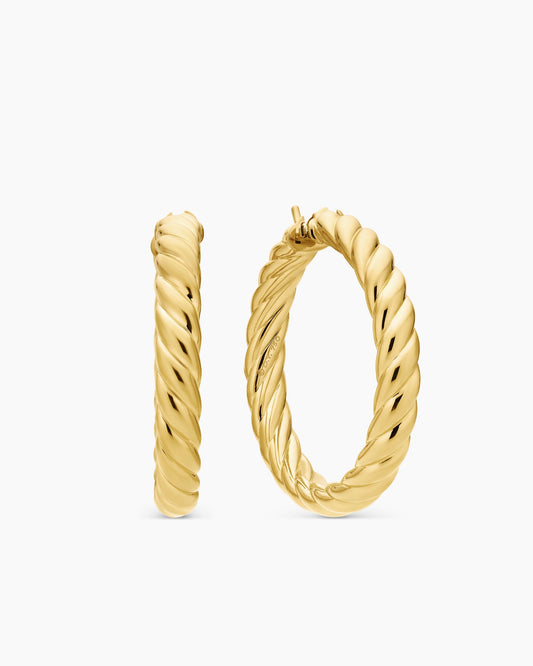 David Yurman Sculpted Cable Hoop Earrings in 18K Yellow Gold, 38mm David Yurman Women’s