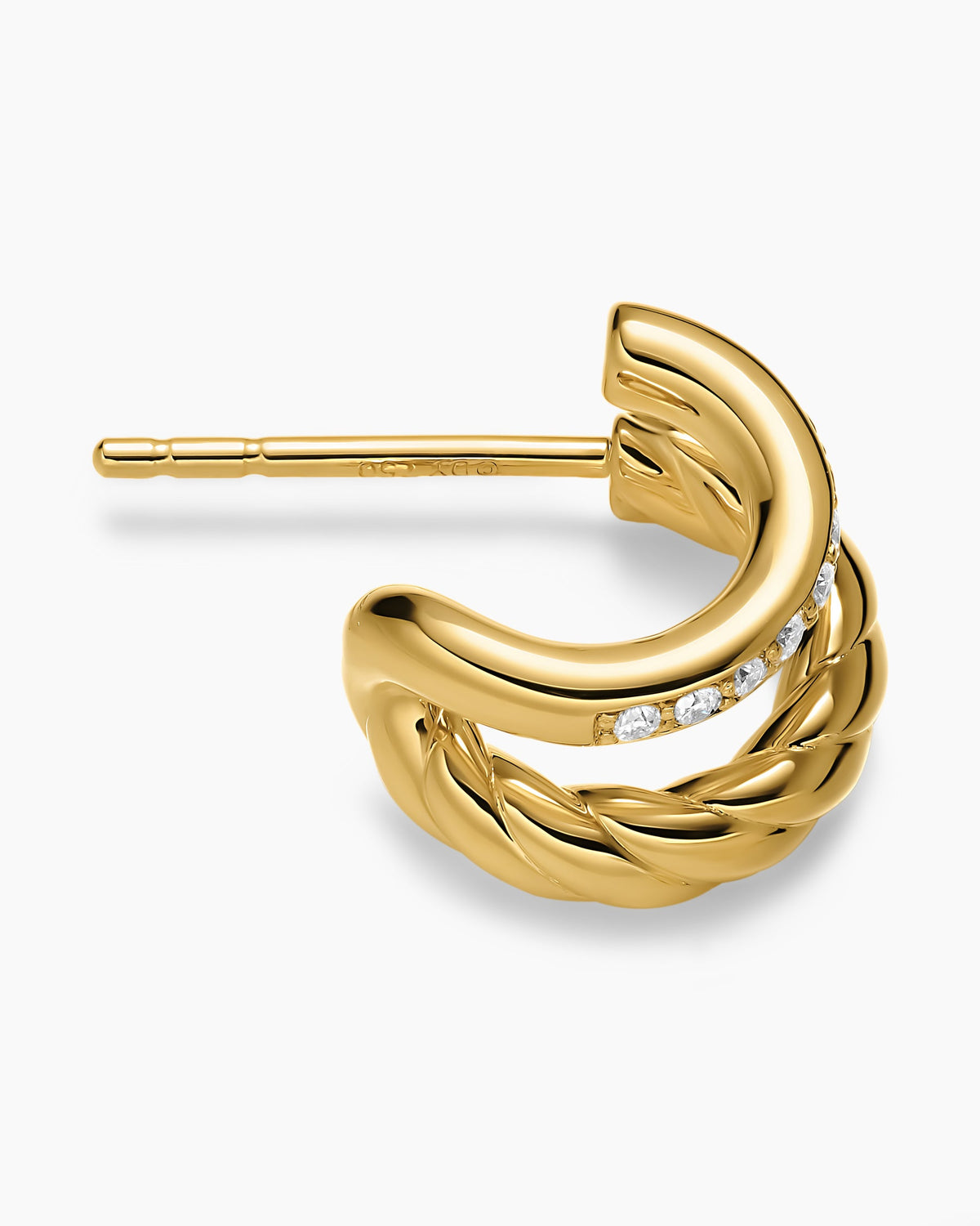 David Yurman DY Mercer® Two Row Hoop Earrings in 18K Yellow Gold with Diamonds, 12mm David Yurman Women’s