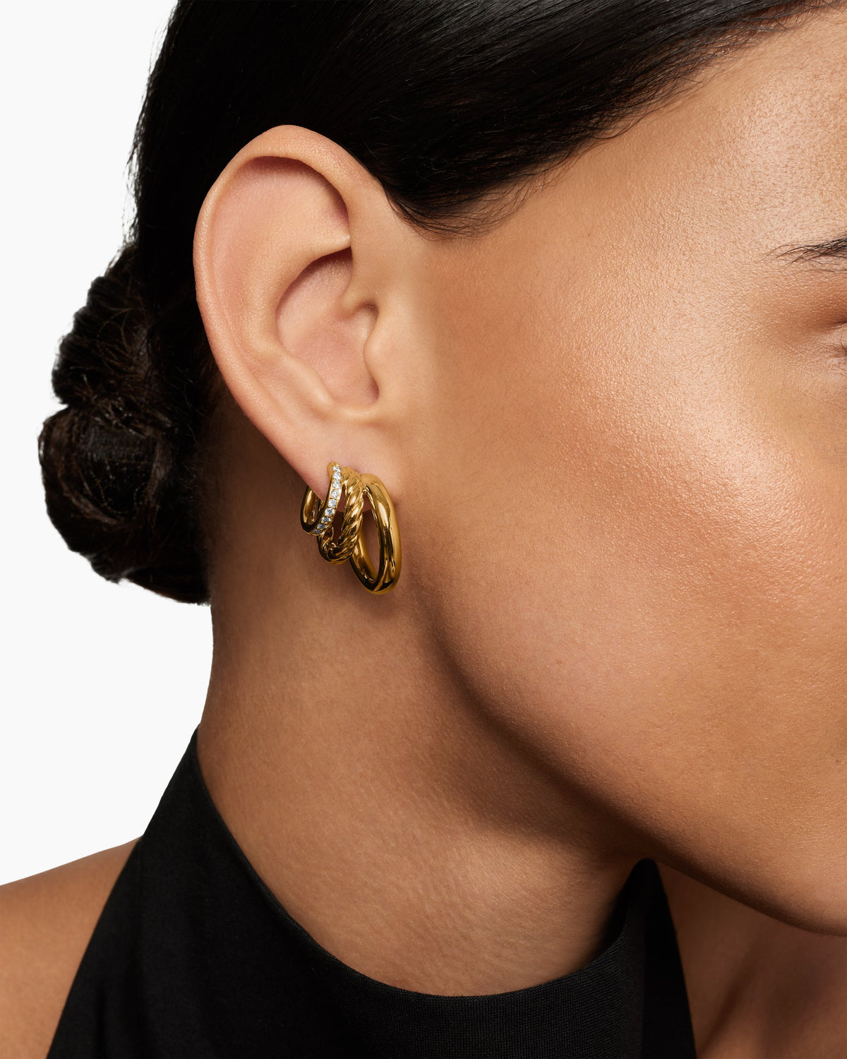 David Yurman DY Mercer Three Row Hoop Earrings David Yurman Women’s