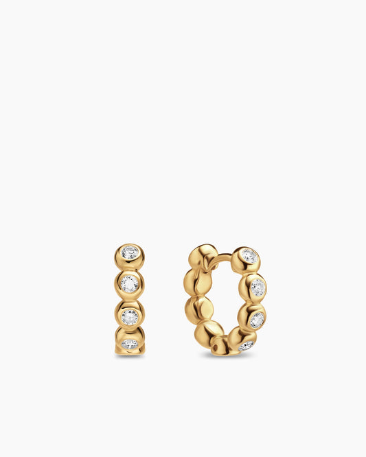 David Yurman Bezel Set Hoop Earrings in 18K Yellow Gold with Diamonds, 13.4mm David Yurman Women’s