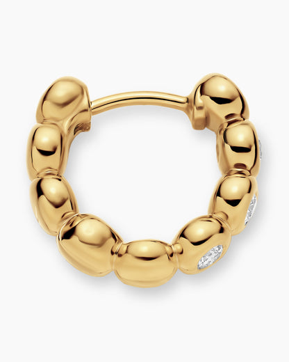 David Yurman Bezel Set Hoop Earrings in 18K Yellow Gold with Diamonds, 13.4mm David Yurman Women’s