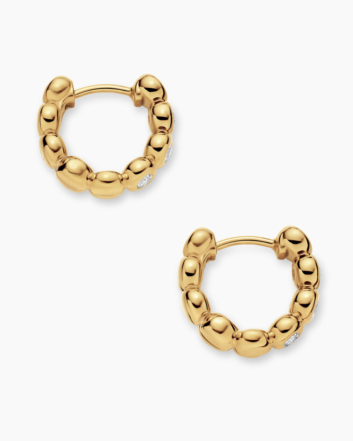 David Yurman Bezel Set Hoop Earrings in 18K Yellow Gold with Diamonds, 13.4mm David Yurman Women’s