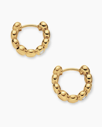 David Yurman Bezel Set Hoop Earrings in 18K Yellow Gold with Diamonds, 13.4mm David Yurman Women’s