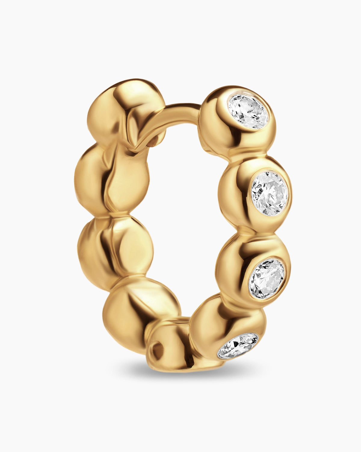 David Yurman Bezel Set Hoop Earrings in 18K Yellow Gold with Diamonds, 13.4mm David Yurman Women’s