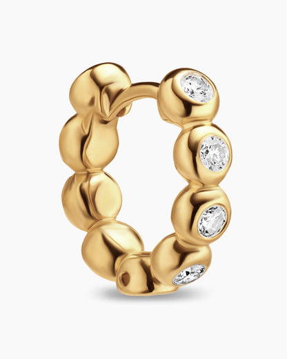 David Yurman Bezel Set Hoop Earrings in 18K Yellow Gold with Diamonds, 13.4mm David Yurman Women’s