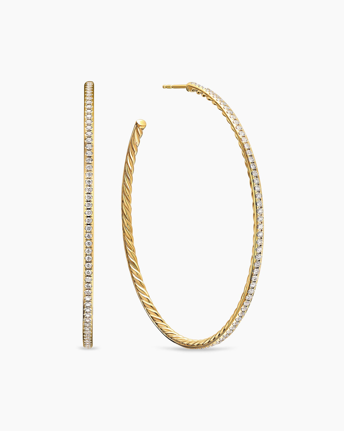 David Yurman Pavé Hoop Earrings in 18K Yellow Gold with Diamonds, 63.5mm David Yurman Women’s