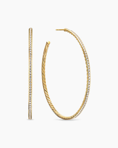 David Yurman Pavé Hoop Earrings in 18K Yellow Gold with Diamonds, 63.5mm David Yurman Women’s