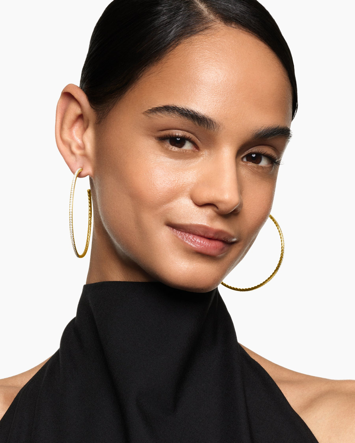 David Yurman Pavé Hoop Earrings in 18K Yellow Gold with Diamonds, 63.5mm David Yurman Women’s