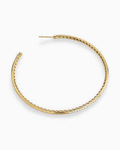 David Yurman Pavé Hoop Earrings in 18K Yellow Gold with Diamonds, 63.5mm David Yurman Women’s