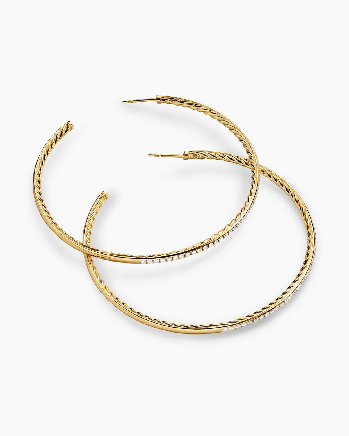 David Yurman Pavé Hoop Earrings in 18K Yellow Gold with Diamonds, 63.5mm David Yurman Women’s