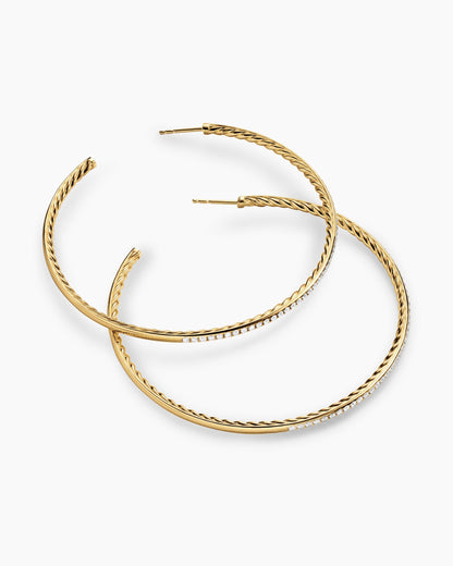 David Yurman Pavé Hoop Earrings in 18K Yellow Gold with Diamonds, 63.5mm David Yurman Women’s