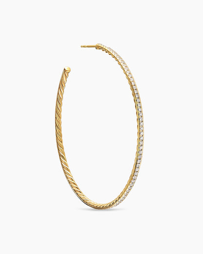 David Yurman Pavé Hoop Earrings in 18K Yellow Gold with Diamonds, 63.5mm David Yurman Women’s