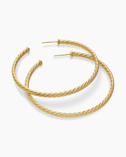 David Yurman Cablespira® Hoop Earrings in 18K Yellow Gold, 2in David Yurman Women’s