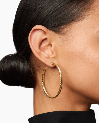 David Yurman Cablespira® Hoop Earrings in 18K Yellow Gold, 2in David Yurman Women’s