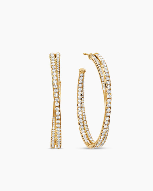 David Yurman Pavé Crossover Hoop Earrings David Yurman Women’s