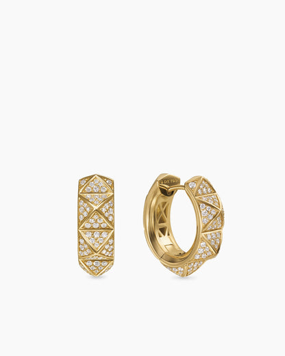 David Yurman Pyramid Hoop Earrings in 18K Yellow Gold with Diamonds, 18.7mm David Yurman Women’s