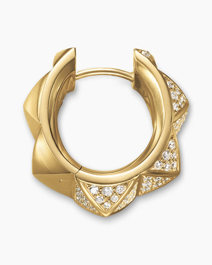 David Yurman Pyramid Hoop Earrings in 18K Yellow Gold with Diamonds, 18.7mm David Yurman Women’s