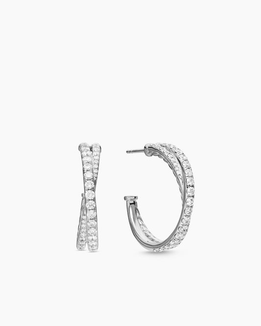 David Yurman Pavé Crossover Hoop Earrings David Yurman Women’s