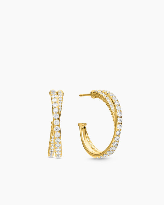 David Yurman Pavé Crossover Hoop Earrings David Yurman Women’s
