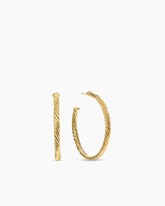 David Yurman Cablespira® Hoop Earrings in 18K Yellow Gold, 1.5in David Yurman Women’s