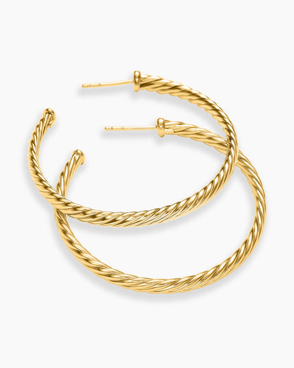David Yurman Cablespira® Hoop Earrings in 18K Yellow Gold, 1.5in David Yurman Women’s