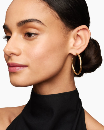 David Yurman Cablespira® Hoop Earrings in 18K Yellow Gold, 1.5in David Yurman Women’s