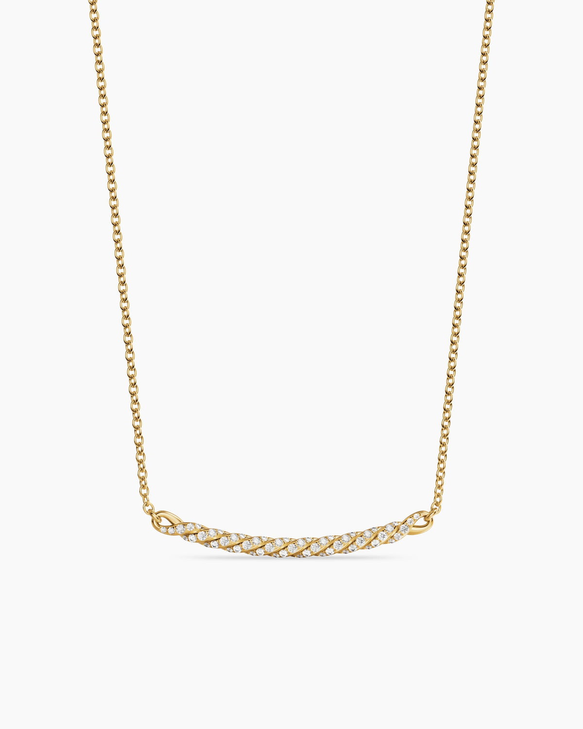 David Yurman Sculpted Cable Bar Necklace in 18K Yellow Gold with Diamonds, 2.7mm David Yurman Women’s