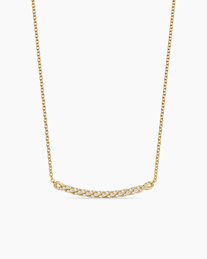 David Yurman Sculpted Cable Bar Necklace in 18K Yellow Gold with Diamonds, 2.7mm David Yurman Women’s