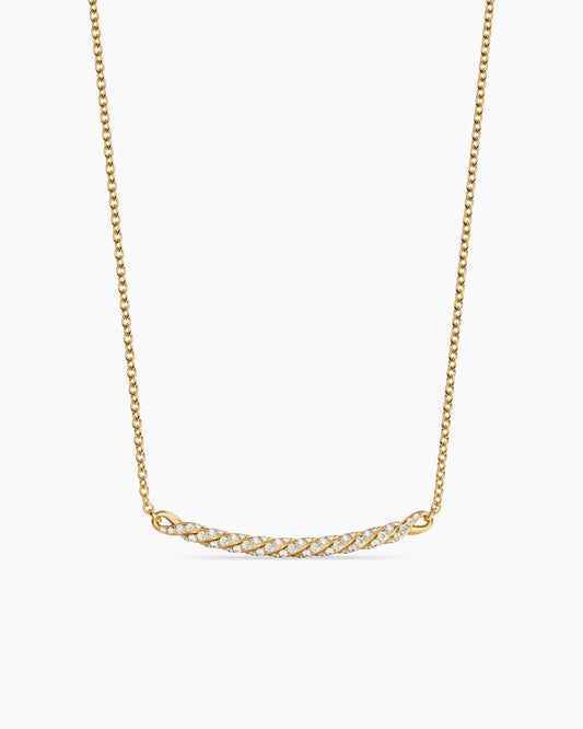 David Yurman Sculpted Cable Bar Necklace in 18K Yellow Gold with Diamonds, 2.7mm David Yurman Women’s