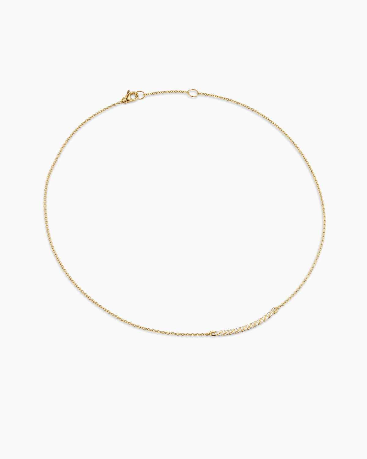 David Yurman Sculpted Cable Bar Necklace in 18K Yellow Gold with Diamonds, 2.7mm David Yurman Women’s